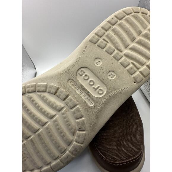 Crocs Triple Comfort Mens Size 7 Slip On Loafers Brown - Picture 6 of 8